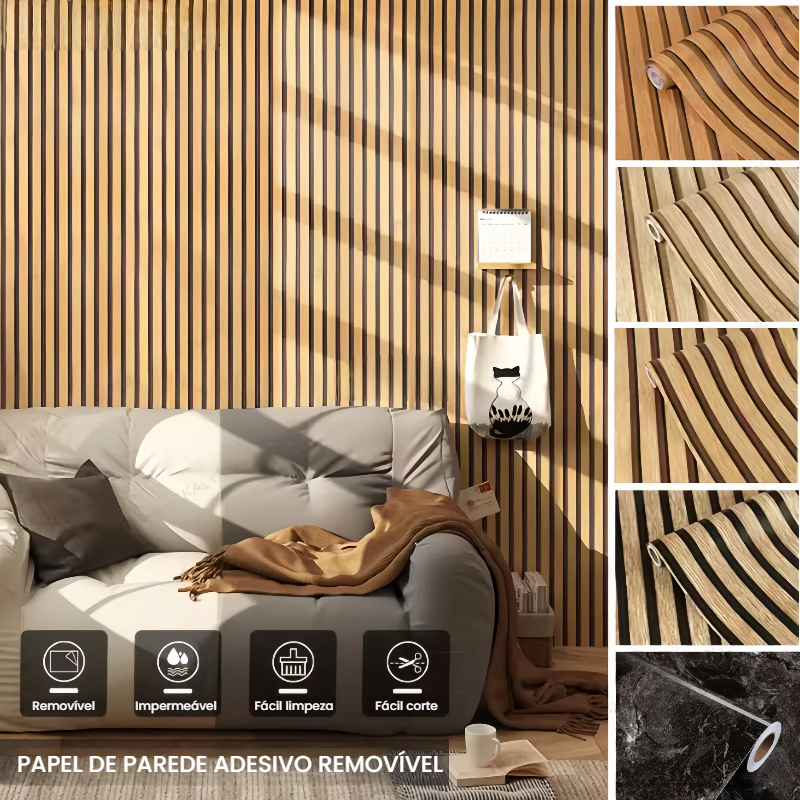 12 Metros Adesivo Papel de Parede Autocolante 3D 12m x 45cm Madeira Mármore Geométrico