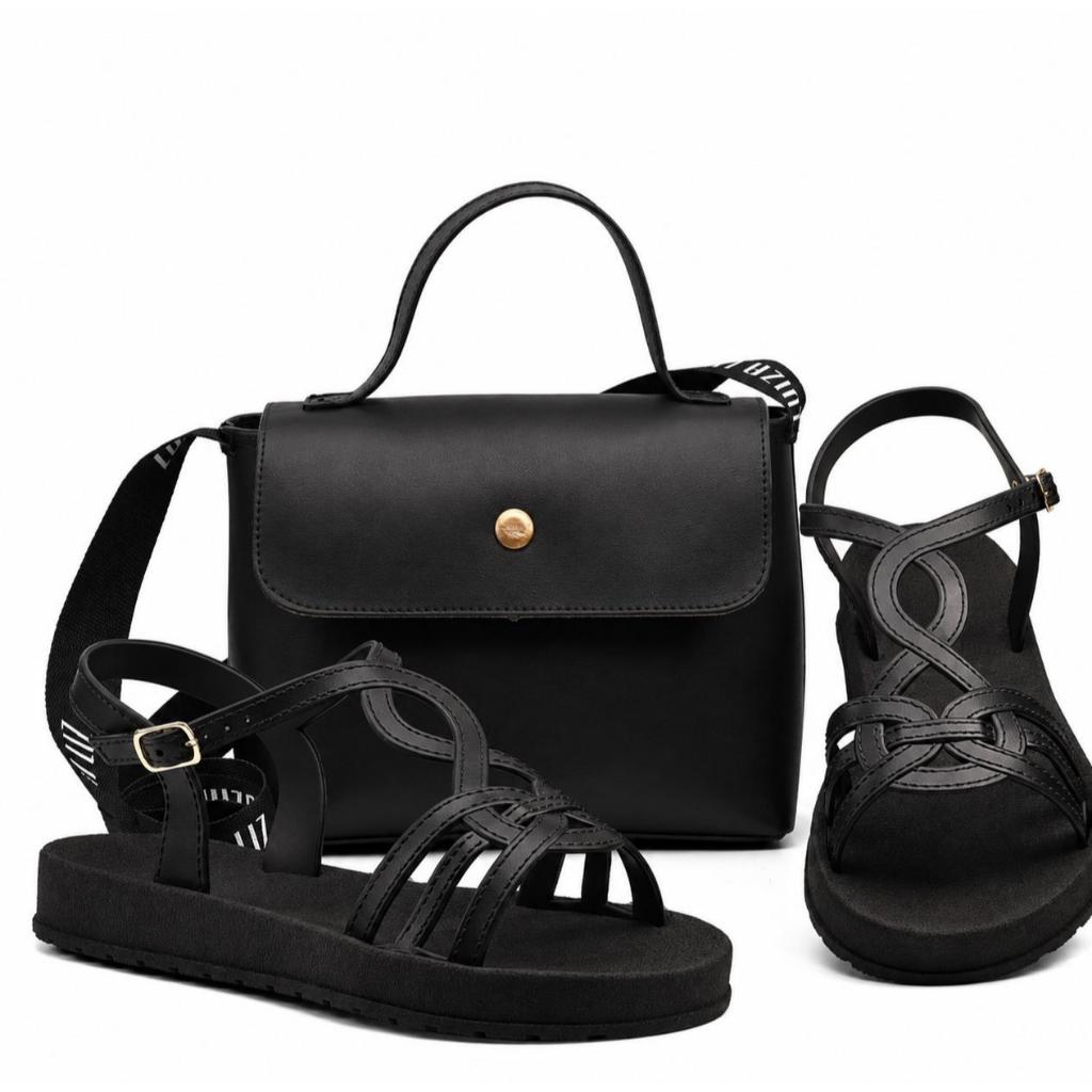 Sandália Feminina Luiza Liz Confortável com Bolsa Luxo de Brinde