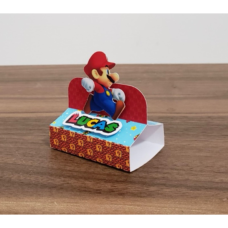 10 Caixinhas Porta Bis Personalizada Super Mário | Lembrancinhas | Com Nome e Idade | Com Aplique 3D | Festa Infantil