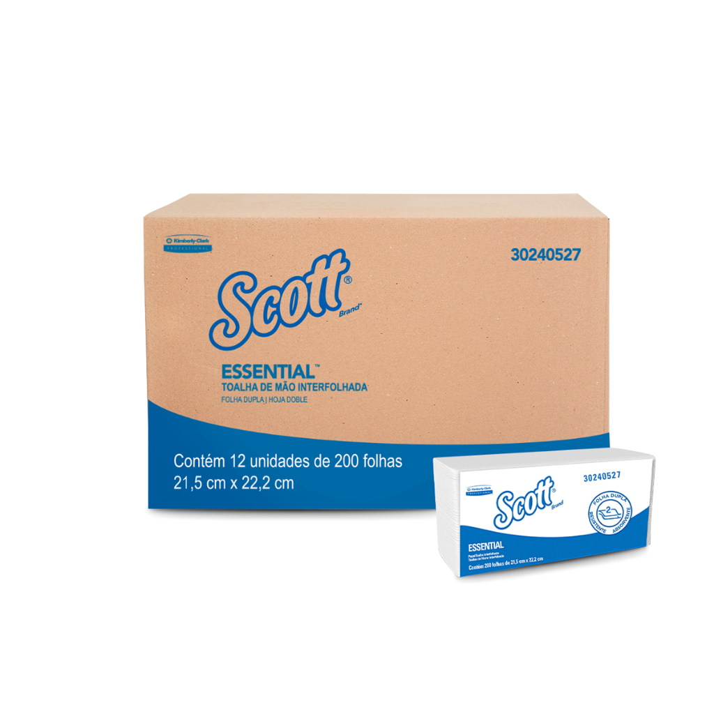 Papel Toalha Interfolha 2 Dobras Folha Dupla 21,5X22,2 com 2.400 Folhas Scott