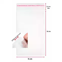 1000un Saquinho Adesivado Saco Plástico Transparente C/ Aba 9x16 C/ 1000 Unidades