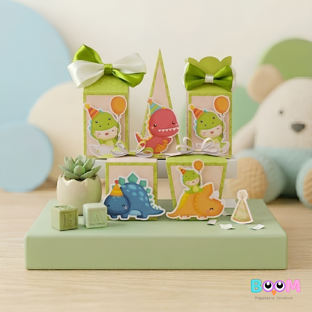 *DESMONTADO* Kit Festa Personalizado Dinossauro | 15, 25 ou 40 Lembrancinhas | Decoração de Festa Infantil