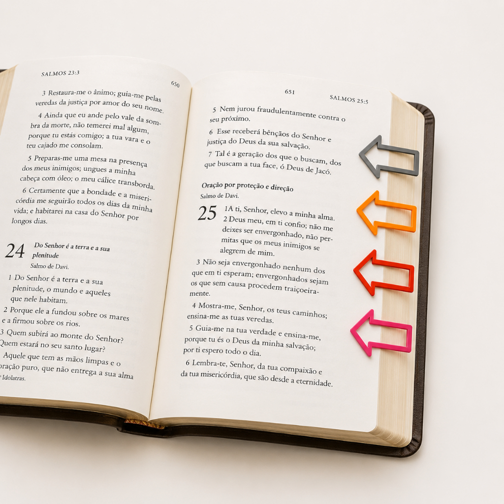 Kit 20 Marca-Páginas Seta | Clip para Livros, Bíblia e Agenda