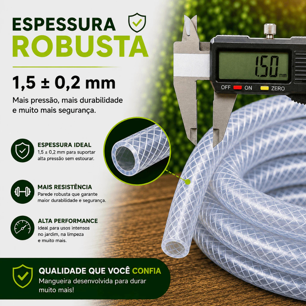 Mangueira Jardim 30 metros Transparente Flexível Cristal 3/8 Quintal com Engate e Esguicho Alta Pressão Resistente — imagem 2 de 2