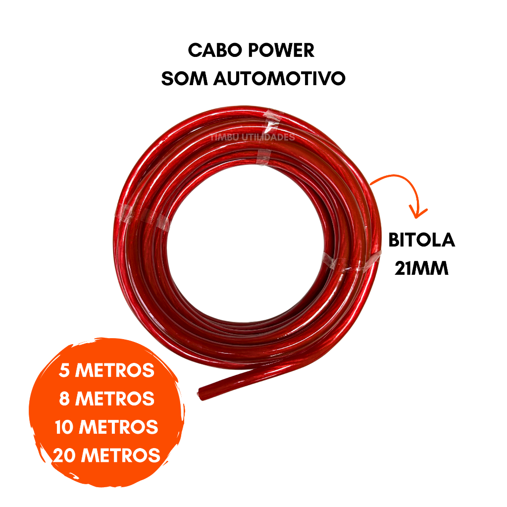 Cabo Power Automotivo Premium Flexível Alta Condução 21mm
