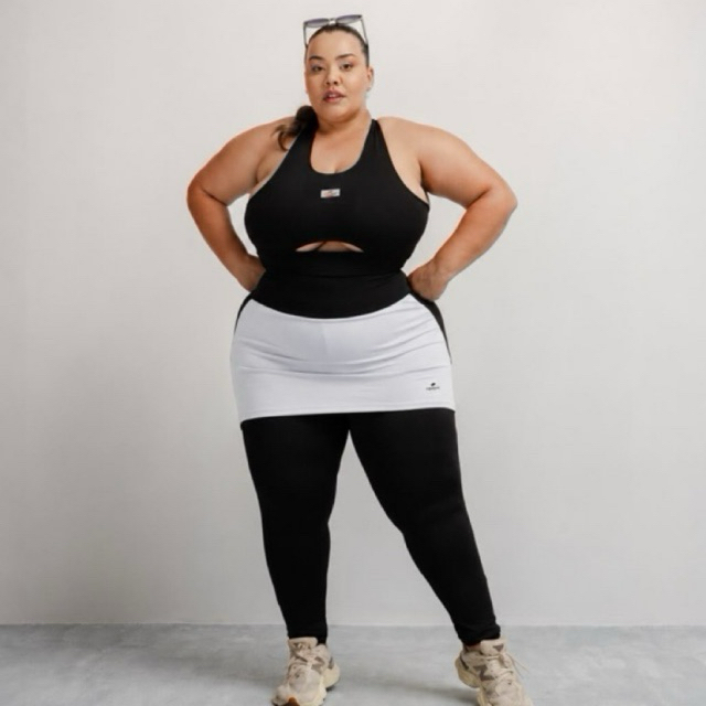 Calça Legging Feminina com Saia Fitness Plus Size Suplex Premium Cintura Alta Academia Fitness