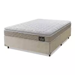 Cama Box Casal Colchão De Espuma D33 Millenium Pillow Top 138x188x57cm Bege
