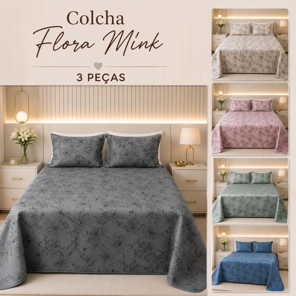 Kit Colcha Cobre Leito Super King King Queen Casal 3 Peças Dupla Face Toque Macio C/Porta Travesseiro Mink Habitat