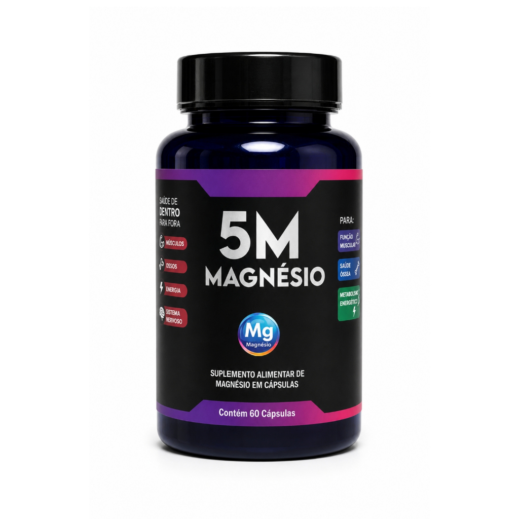 5M ORIGINAL - 5 Tipos de Magnésio - 60 Cápsulas - 350mg - Nação Verde
