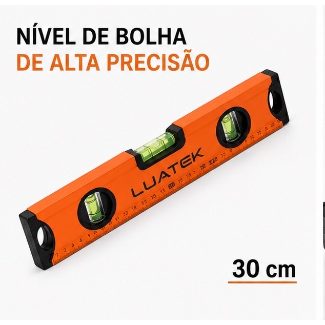 Nível de Bolha 30cm - Alta Precisão com Ímãs Integrados