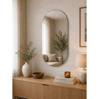 Espelho Decorativo Orgânico Oval 60x40 Parede Sem Moldura Com Fita Dupla Face