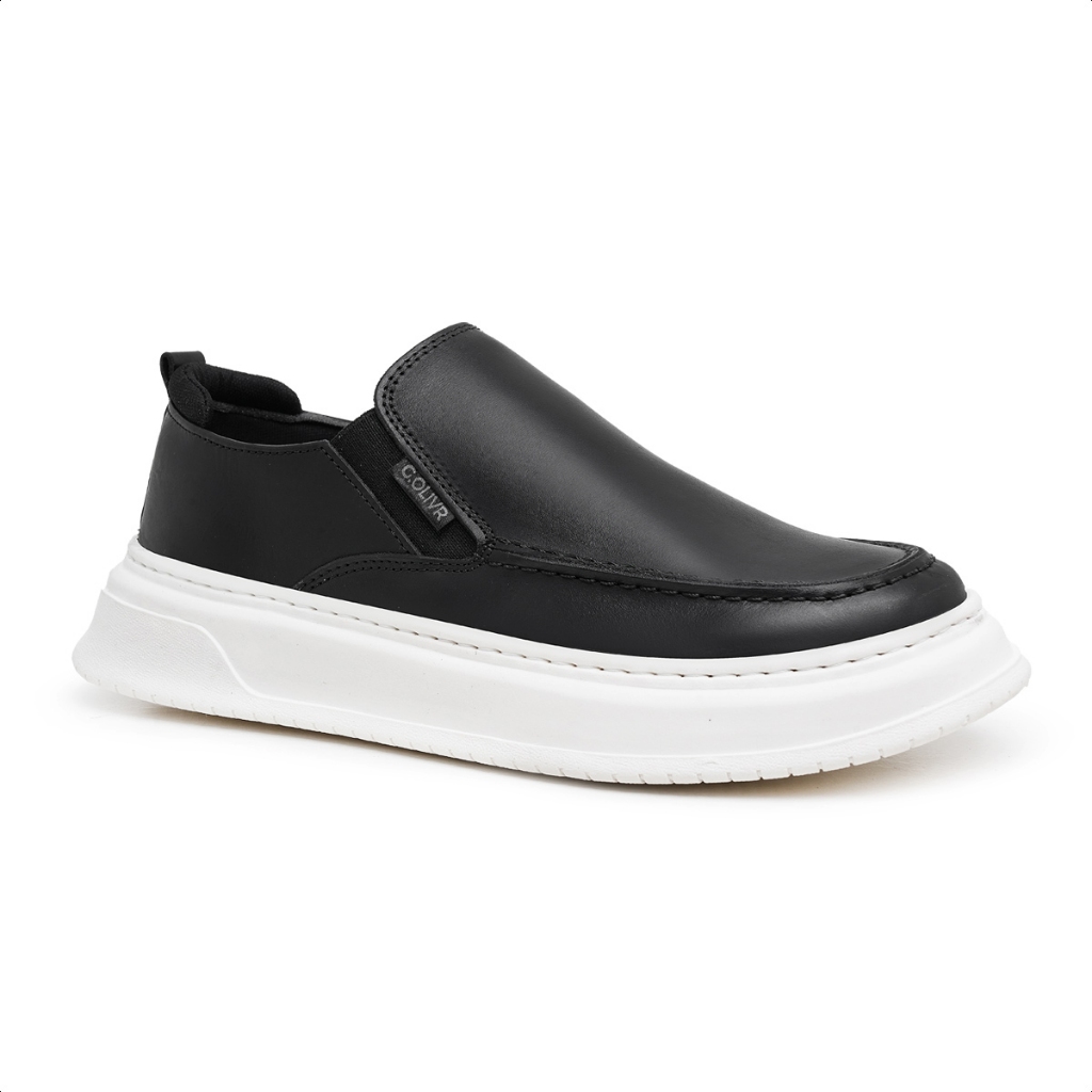Sapato Slip On Masculino Oxford Palmilha Gel Couro Fino Premium Lançamento