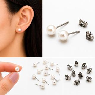 50 Pares Brinco Pérola 6mm Aço Inoxidável 50 brincos de aço inox