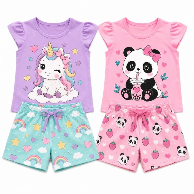 Kit 3 Conjunto Infantil Feminino  Menina Conforto e Estilo para Todos os Momentos Tecido Macio Leve 1 ao 6 anos