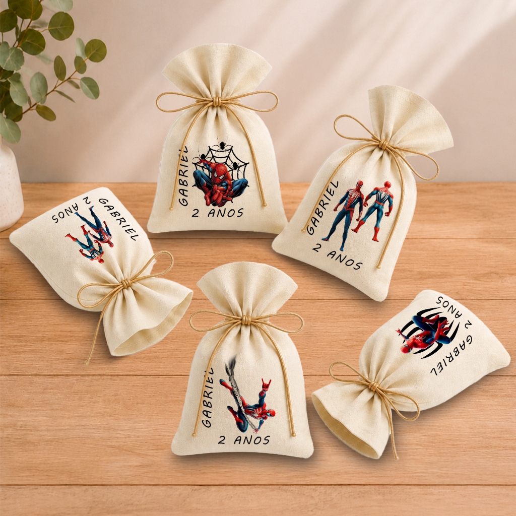 Kit 20 Saquinhos Lembrancinha Personalizada Festa Infantil Aniversário Homem Aranha 11x17