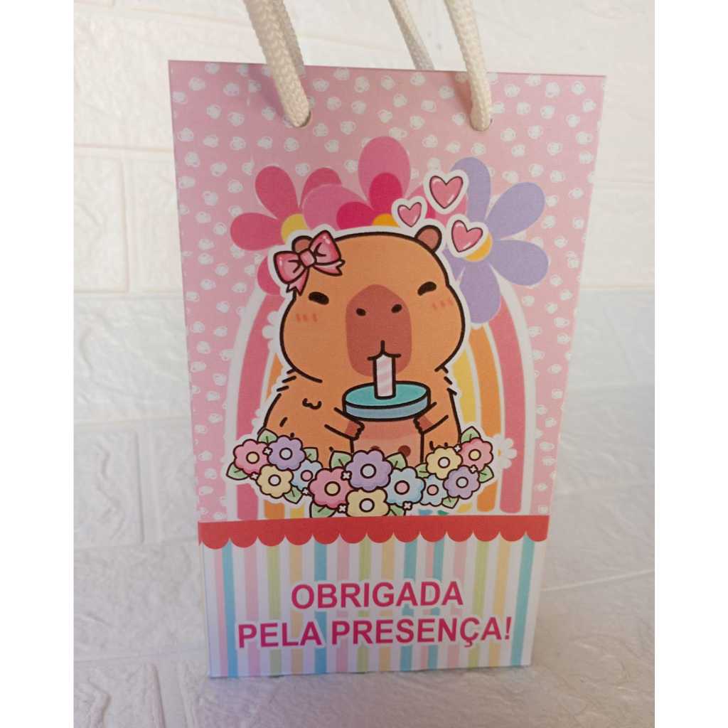 Sacolinha Surpresa Personalizada Capivara Lembrancinha de Aniversário Festa Infantil - Envio Imediato