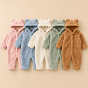 Macacão Fleece Orelhinha Capuz Bebê Inverno Quentinho Recém Nascido 0 a 12 Meses Menino E Menina