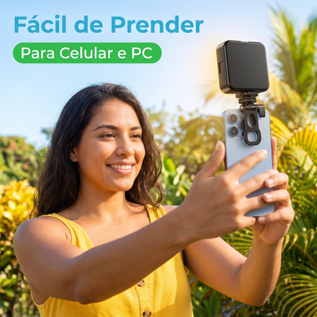 Iluminador de Vídeo Portátil LED Painel de Preenchimento Compatível com Todos os Celulares
