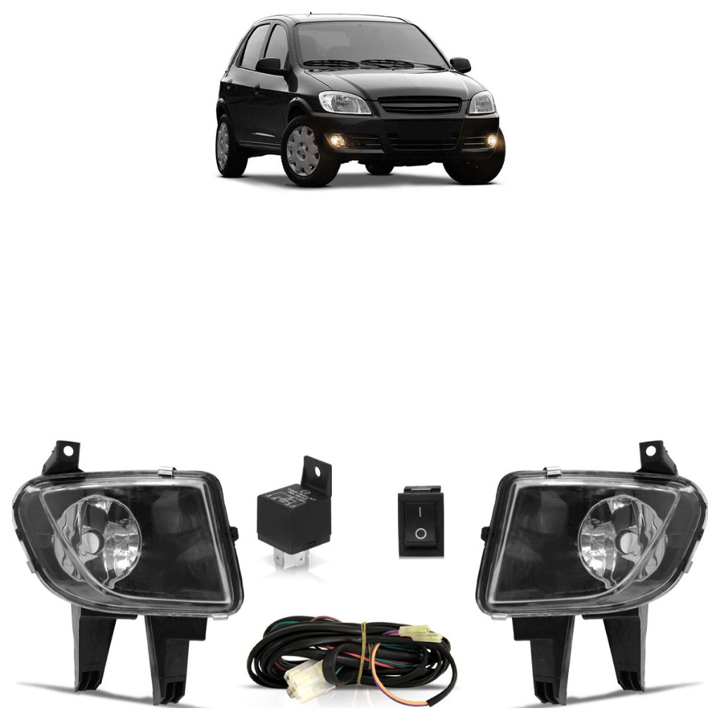 Kit Farol Milha Celta 2007 2008 2009 2010 2011 2012 2013 Prisma Botão Universal