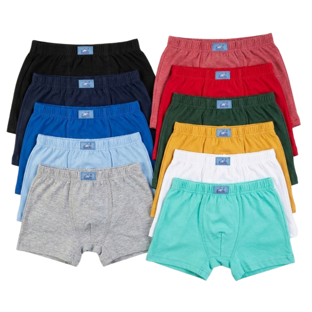 Kit Cueca Box Infantil Masculina Boxer 100% Algodão Forradas Macias Confortáveis Respiráveis
