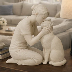 Escultura em 3D Gato com mulher material atóxico.