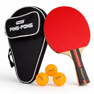 Kit raquete ping pong 3 bolinhas + Bag transporte tenis de mesa emborrachado