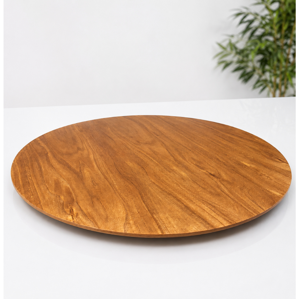 Prato Giratório 50cm Bandeja de Servir Centro Mesa de Jantar Lamina Cinamomo Cor Mel - Amadeirado