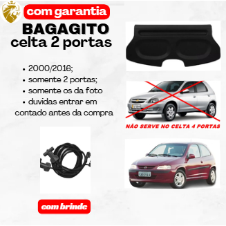 TAMPÃO BAGAGITO CELTA 2 PORTAS (TODOS ANOS) - 1° LINHA INJETADO/ NÃO ENVERGA