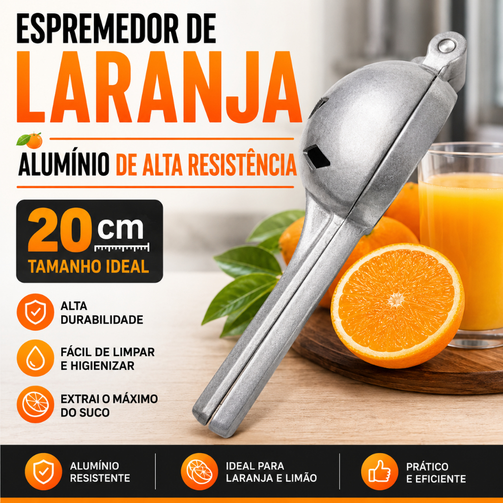 Espremedor de Laranja Manual 23cm Resistente | Espremedor de Limão Profissional | Multifuncional | Prático | De Frutas