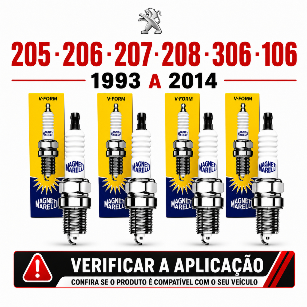 Jogo Vela Ignição Peugeot 205 206 207 208 306 106 Passion Sw Hoggar 1.4 1.6 8v 16v