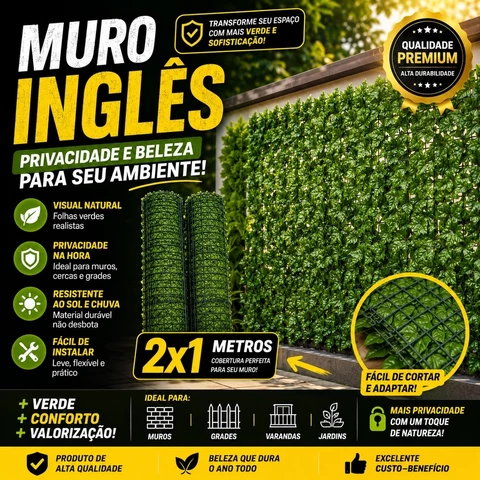Muros Inglês Jardim Parede Vertical 2,00 x 1,00  Hera Artificial