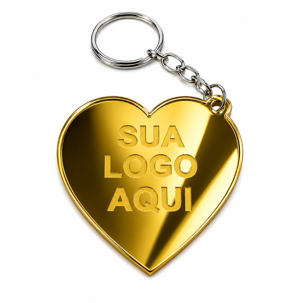 Kit 20 a 100 Unidades Chaveiro Personalizado em Acrílico Espelhado Para Brinde Lembrancinha Mimo Loja Cliente Festa