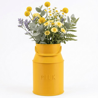 Vaso Decorativo Tonel de Leite Antigo Estilo Rústico Farmhouse Cachepot Organizador para Flores Premium Luxo