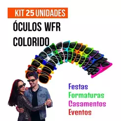 KIT 25 ÓCULOS WFR FESTA CASAMENTO FORMATURA EVENTOS COR COLORIDO