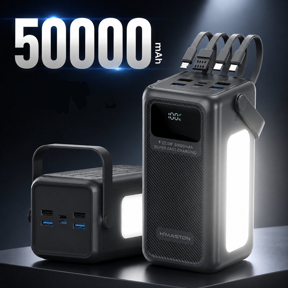 Power Bank 50000mAh Carregador Portátil H'maston Yd-99 Turbo Ultra Potente Rápido Longa Duração USB Universal