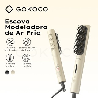 GOKOCO Escova Modeladora de Cabelo Modelagem com Ar Frio Controle do Frizz Todos os Tipos de Cabelo Ideal para Viagem