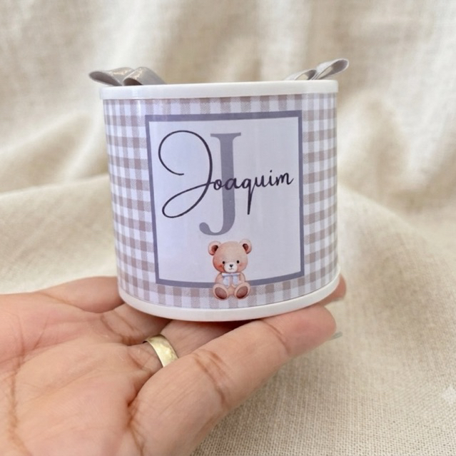 Kit Tubo Lata Personalizada Lembrancinha Festa Infantil Chá de Bebê Revelação Batizado Aniversário 5x6
