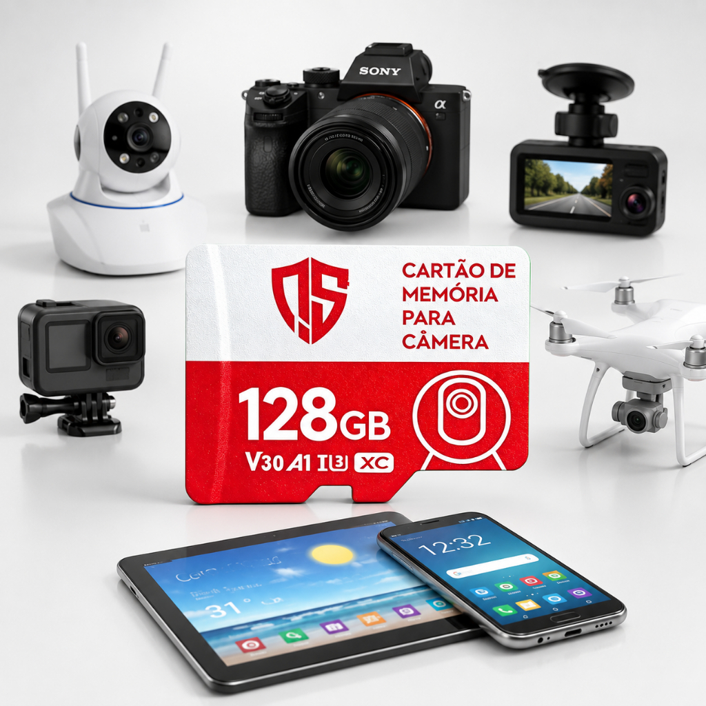 Cartão de Memória Micro SD 32GB, 64GB, 128GB Para Câmera de Segurança, Celular, Música