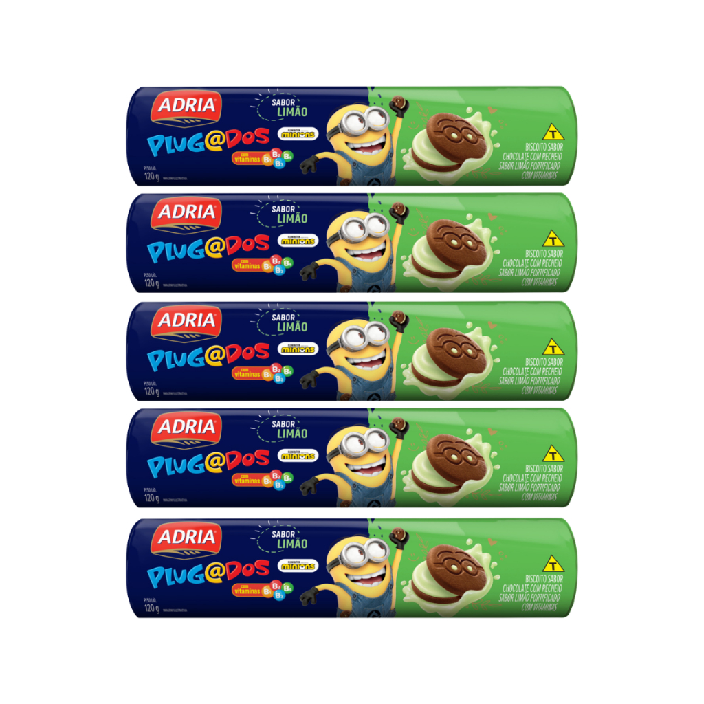 Kit 5un Biscoito Adria Plugados Limão Recheado 120g