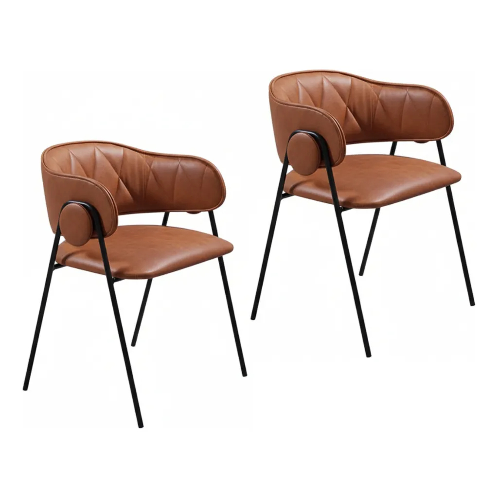 Kit 2 Cadeiras Yara Courino Marrom - Design Elegante para Sala de Estar, Mesa de Jantas e Recepção
