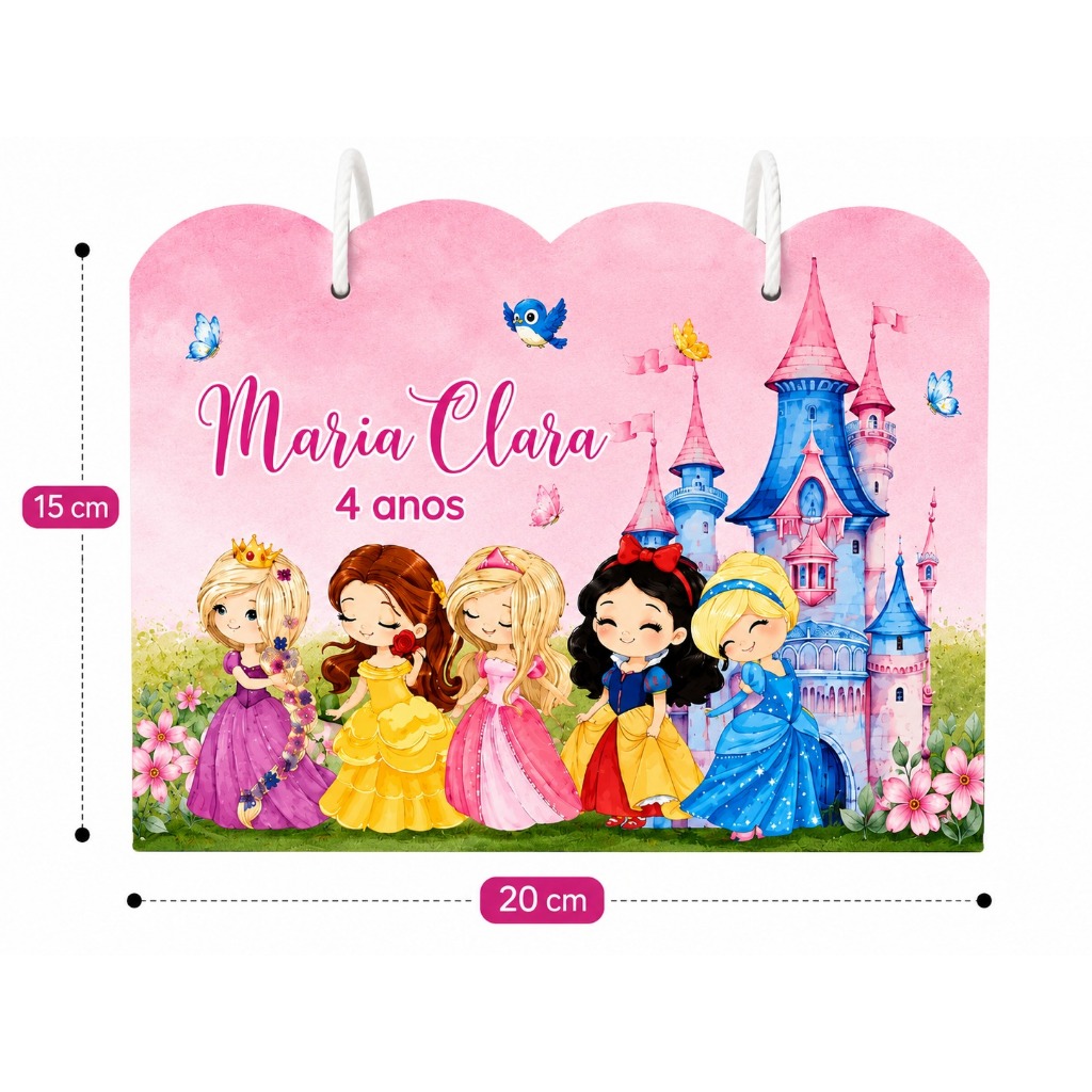 Sacolinha Nuvem Personalizada Príncipes e Princesas Cute Festa Infantil Lembrancinha Aniversário 20x15