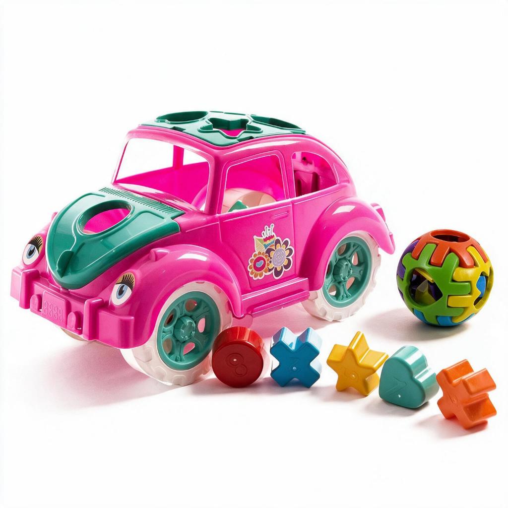 Kit Fusca Educativo + Bola Educativa | Acompanha 11 Peças de Encaixar | Carrinho