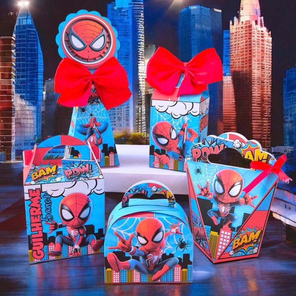 Kit festa Homem Aranha-Personalizados-caixinhas-pegue monte-Lembrancinhas festa infantil.