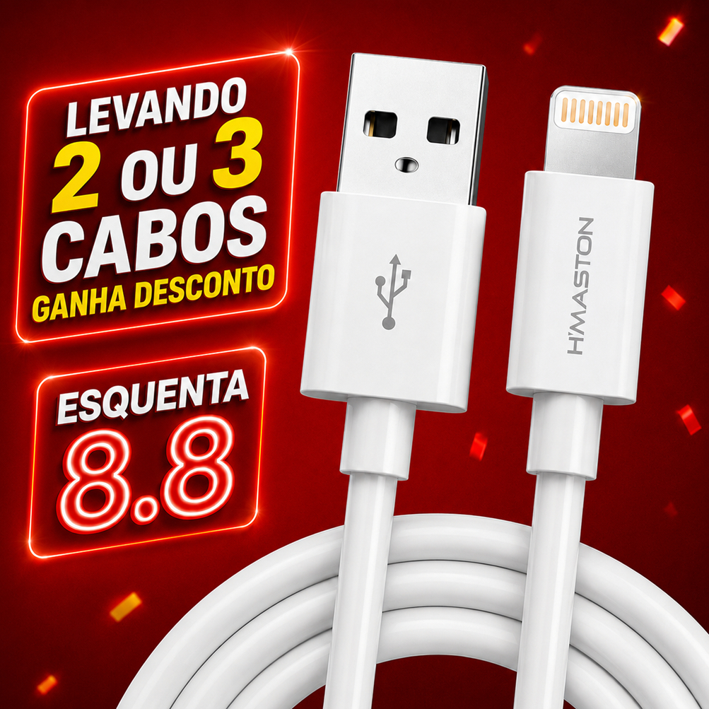 Cabo USB Tipo C H'Maston HB16 1 Metro Turbo 4.0 Carregamento Super Rápido 6A USB-C Dados e Carga Alta Velocidade