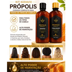 Kit Shampoo e Condicionador Mel Própolis Energy 400ML Keravix