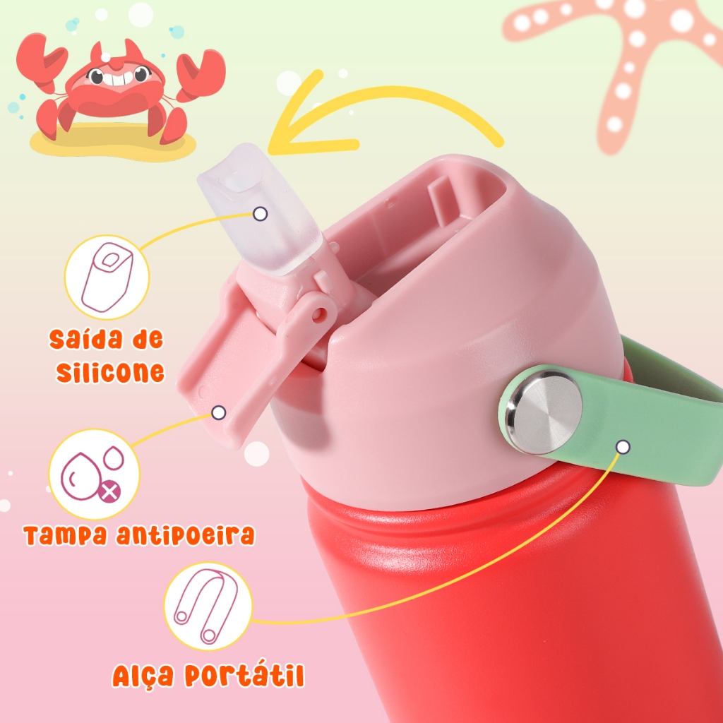 MODUS Garrafa Térmica Infantil Aço Inoxidável Com Canudo Autocolantes Bico Silicone 420ml · foto 2