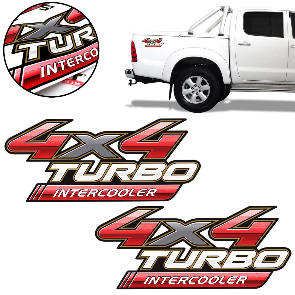 Par de Adesivos 4x4 Turbo Intercooler Hilux 2009 a 2012