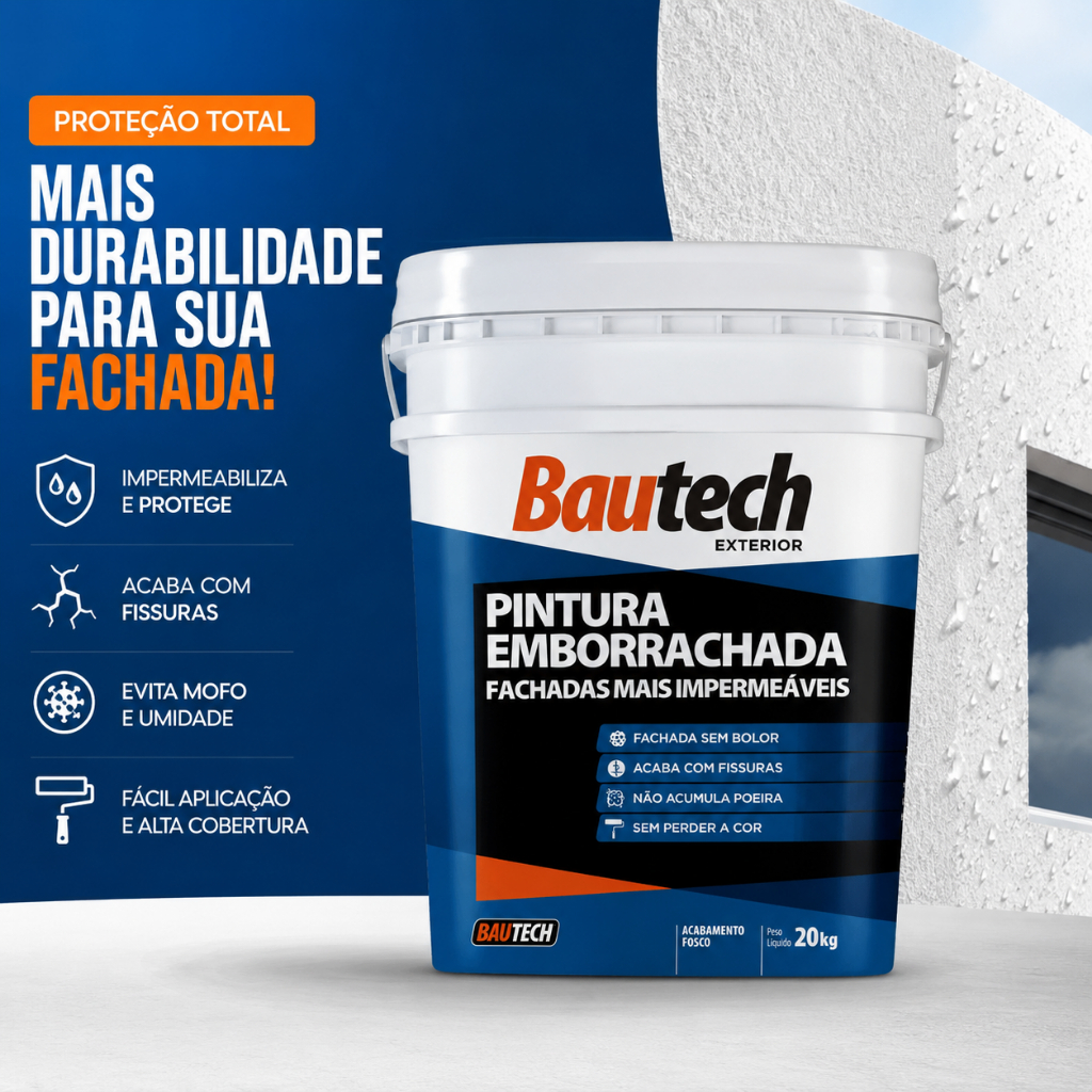 Tinta Emborrachada Impermeabilizante Bautech Acaba com Infiltração, Rachaduras e Umidade