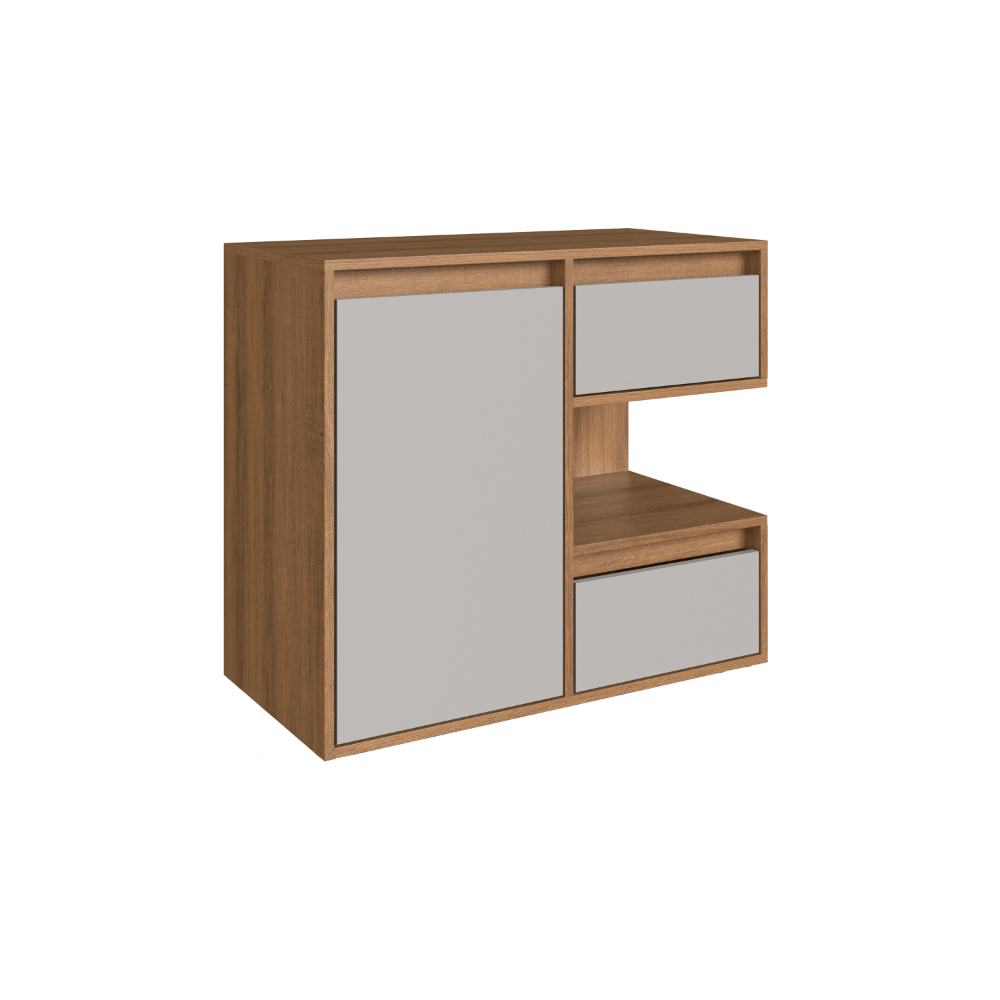 Gabinete para Banheiro 80cm 1 Porta 2 Gavetas e Nicho Mel/Arenas Paula BL2001 - Faema Móveis
