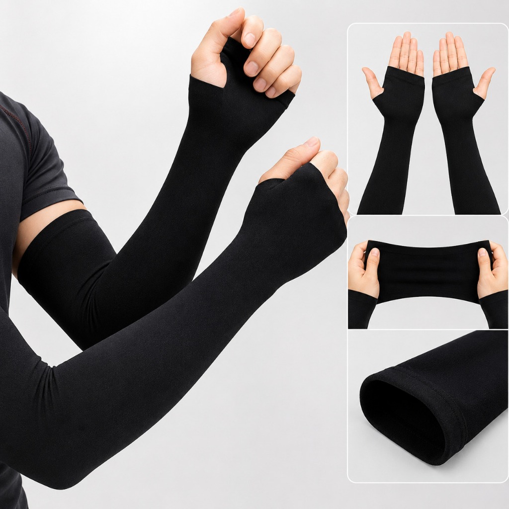1/2/3 Pares Manguito Proteção Solar UV Fina Braço Seda Masculina Feminina Respirável Esporte 40cm